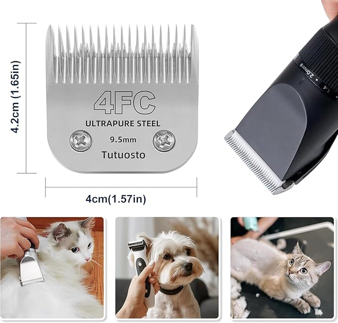 Clipper Blades Pet Grooming Clipper Replacement Blades Detachable Blade Compatible with andis/wahl/Oster Dog Clippers (4FC)