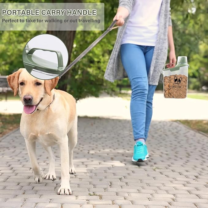 Dog Food Storage Container Airtight Portable Dog Food Container with Handled Lid and Pour Spout,Food Storage for Dog Dry Food Small Pet Food Container with Measuring Cup for Home, Travel,2.8L Green