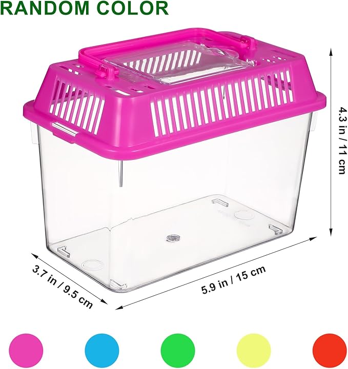 Mini Handheld Aquarium Pet Box, 4Pcs Portable Fish Tank Plastic Turtle Tank with Lid Handheld Fish Tank Clear Reptile Terrarium Hamster Box for Fish Snakes Aquarium