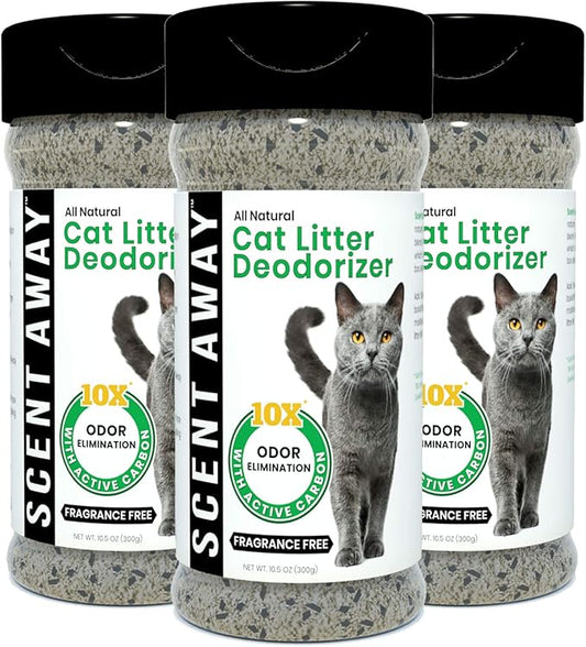 Cat Litter Deodorizer | Litter Box Odor Eliminator | Fragrance-Free with Active Carbon | Eliminates Cat Odors and Smells to Keep Your Home Fresh and Clean (Pack of 3)