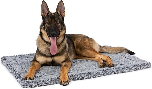 Stoutwool Indestructible Dog Bed - Fluffy Chew Proof Dog Crate Pad - Tough Kennel Pad for Aggressive Chewers - Ideal for Extra Large Breeds & Fits 48-Inch Crate - 47"x29", Charcoal