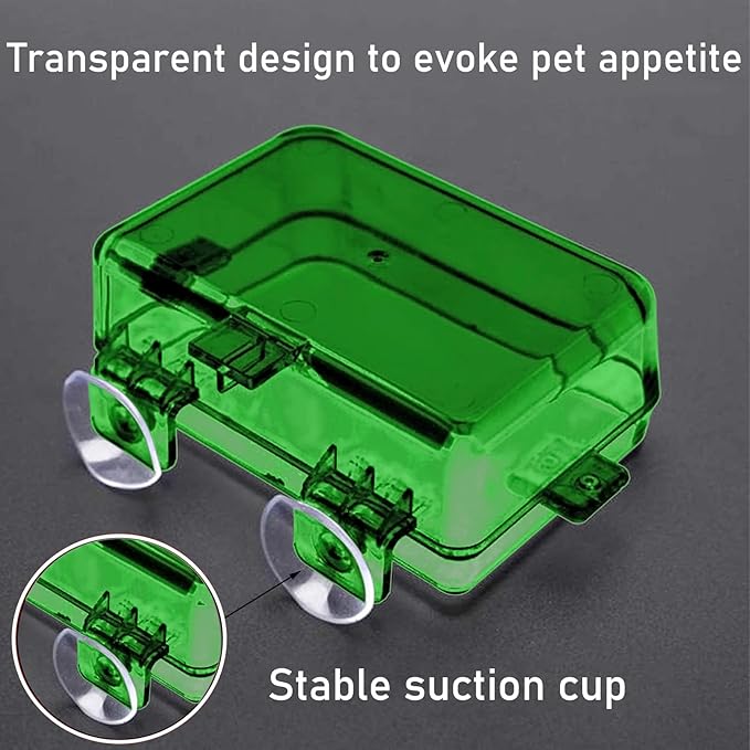 Tfwadmx 2 Pcs Reptile Feeder Chameleon Bowl Water Dish with Suction Cup Gecko Worm Feeder Anti-Escape Chameleon Supplies Accessories for Iguana Lizard Bearded Dragon Snakes （Green,S）