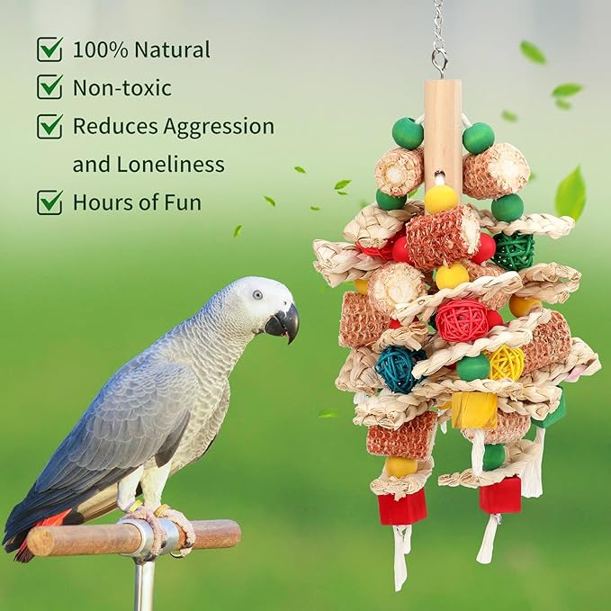 Rypet Wood Bird Chewing Toys for Cage Wall, Wooden Bird Cage Toy for Helping to Trim Beak, Birds Toys Parrot Toy for African Grey Parrots Cockatoos Amazon Parrot and Other Small to Medium Parrots