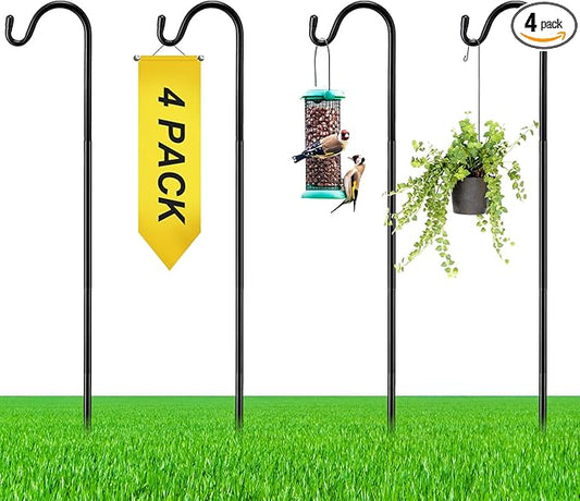 4 Pcs 45 Inch Shepherds Hook for Outdoor Adjustable Bird Feeder Pole Metal Steel Shepard Hooks for Hummingbird Stand Feeder Pole for Garden Plant, Lantern, Hanging Wedding Decor