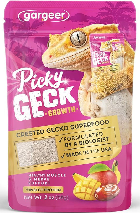 'Picky Geck' Growth - Premium Crested Gecko Food | High-Protein Fruit Formula for Bone & Muscle Support | No Fillers - Only Premium Ingredients | 2oz | Made in USA. Enjoy !