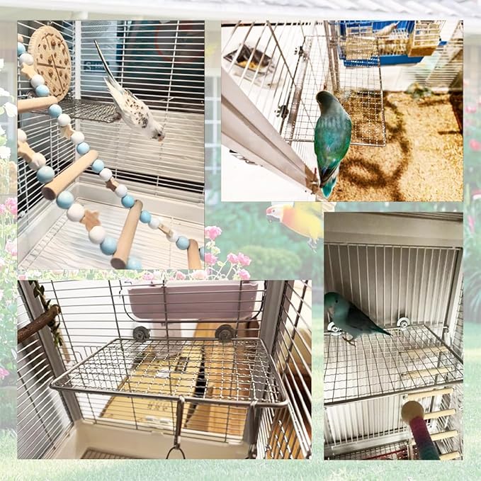 Parrot Perch Platform, Stainless Steel Bird cage Stand, Bird cage Accessories, Suitable for Birds, Parrots, Macaws, Budgies, Parakeets, Hamsters and Other Small Animals