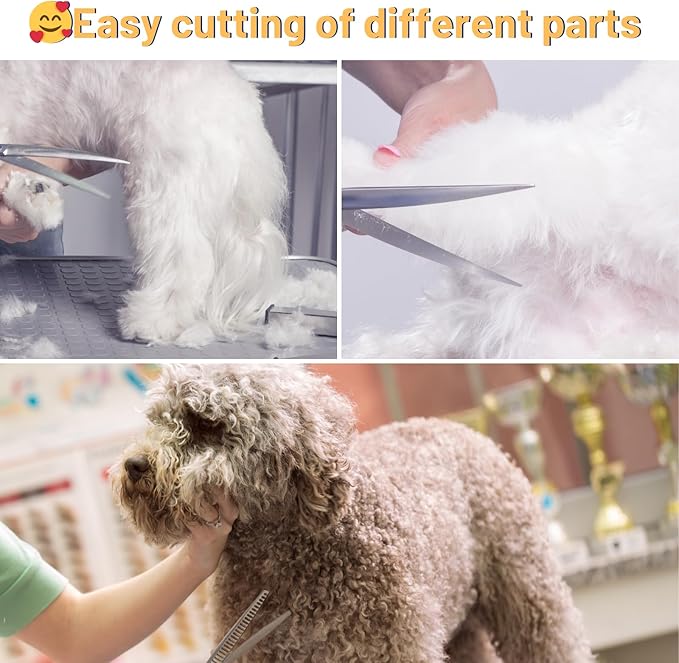 7.5in Thinning Chunker Dog Grooming Scissors Set, VG10 Steel Pet Trimming Scissors Kit, Professional for Rabbit Cat Face Body Hair Cutting Dog Groomer or at Home,Shears with Ergonomic Handle