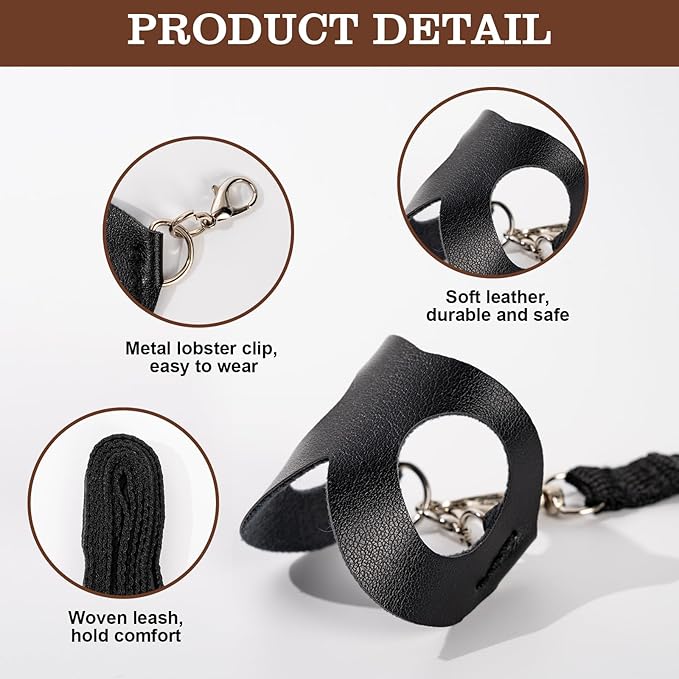 Sugar Gilder Harness and Leash, 3 Pack Small Animal Walking Training Vest Accessories for Hamster Squirrel Rabbit Reptile (Black)