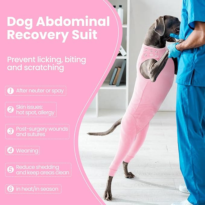 Nanaki Dog Wound Care Shirt, Dog Leg Sleeve To Stop Licking Rear Leg And Abdomen, Doggy Surgery Suit Female Spay,Doggy Onesie For Surgery Female Male, Pet Surgical Recovery Suit Pet Wound Heal Clothes