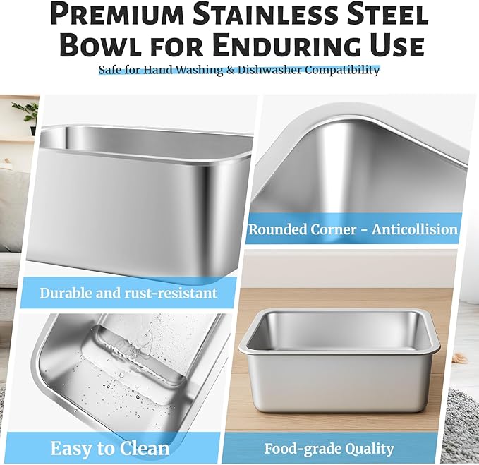 2.4 Gallon Elevated Large Dog Water Bowl with Full Metal Stand, 14.2" Raised Stainless Steel Bowl for Large Breed, Dog Feeding Station for Relief Joint Pressure, Easy to Clean, Indoor & Outdoor Uses