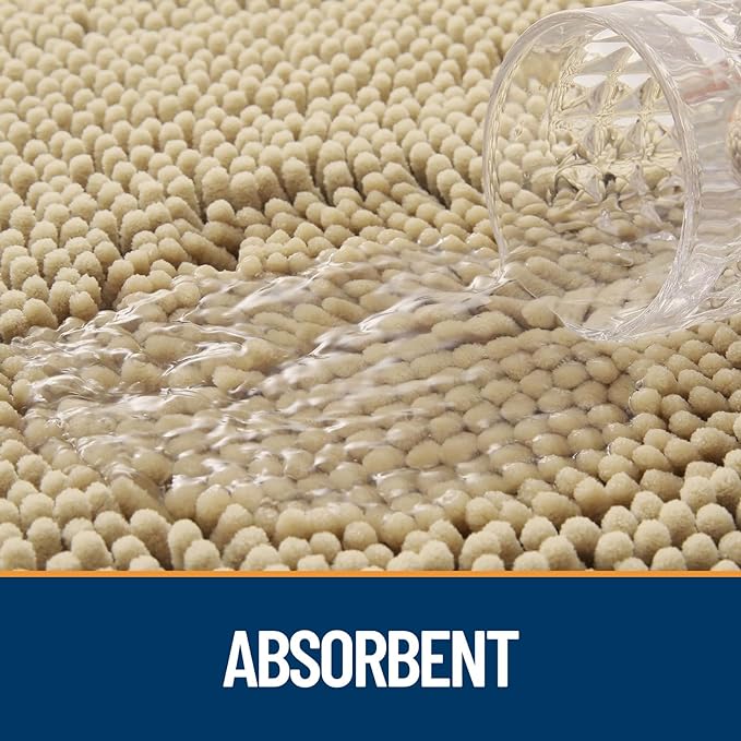 OLANLY Dog Door Mat for Muddy Paws 47x32, Absorbs Moisture and Dirt, Absorbent Non-Slip Washable Doormat, Quick Dry Chenille Mud Mat for Dogs, Entry Indoor Entryway Carpet for Inside Floor, Beige