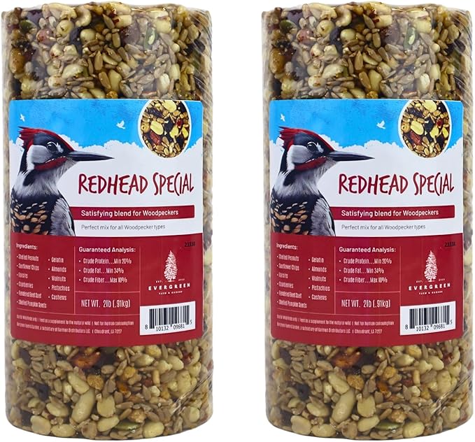 Birdseed Cylinders with Hole - Bird Seed for Outside Wild Birds (Small Cylinder, Redhead Special 2pc)
