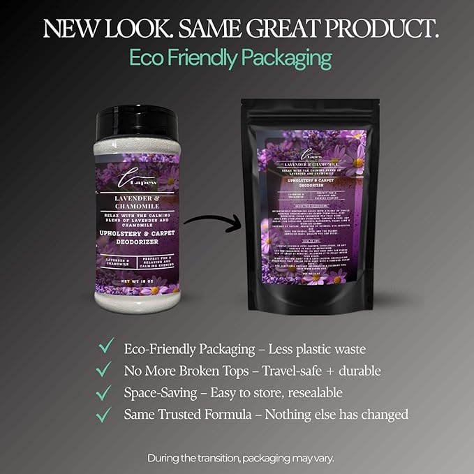 Lavender Chamomile Carpet Freshener Powder: Powerful Odor Eliminator for Home, Upholstery Deodorizer, Carpet Deodorizer, Pet Urine, Cat Litter Box - Lavender Chamomile Fragrance