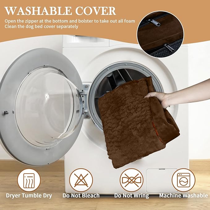 Comfort Expression Large Dog Beds Waterproof Orthopedic Foam Dog Sofa Beds Comfy Pet Bed with Washable Removable Cover & Non-Slip Bottom(Large,Chocolate Brown)