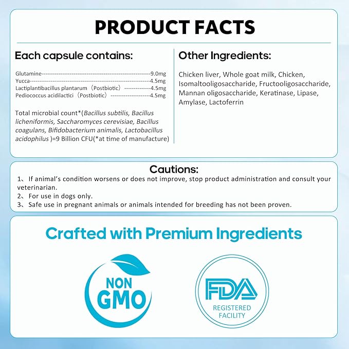 Probiotics for Dogs, Dog Probiotics with Digestive Enzymes with and Prebiotics for Support Gut & Digestion Health, Immune Support, Reduce Diarrhea, 120 Capsules