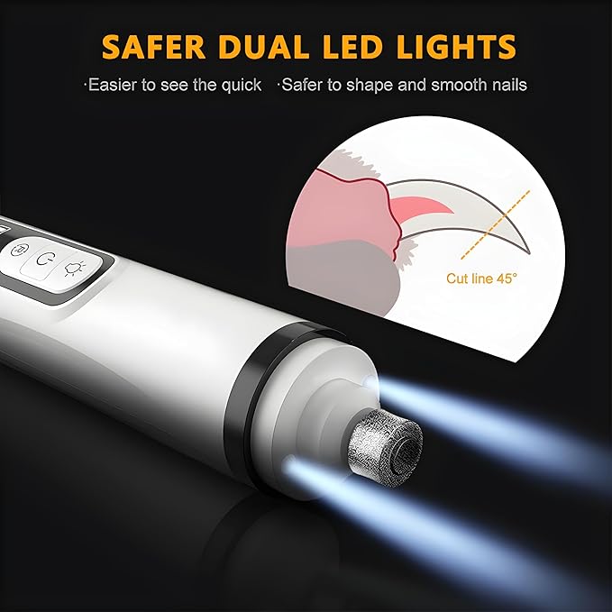 2026 Upgrade Silent Pet Nail Grinder – Low-Noise Dog & Cat Nail Trimmer, Dual-Speed with 3 Ports, USB-Rechargeable Electric Nail File, Ergonomic, Travel-Friendly