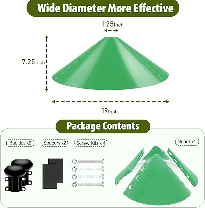 19''Large Squirrels Baffle for Bird Feeders,Squirrel Proof for Birdhouse, Squirrel Cone for Bird Feeder Pole(LightGreen)