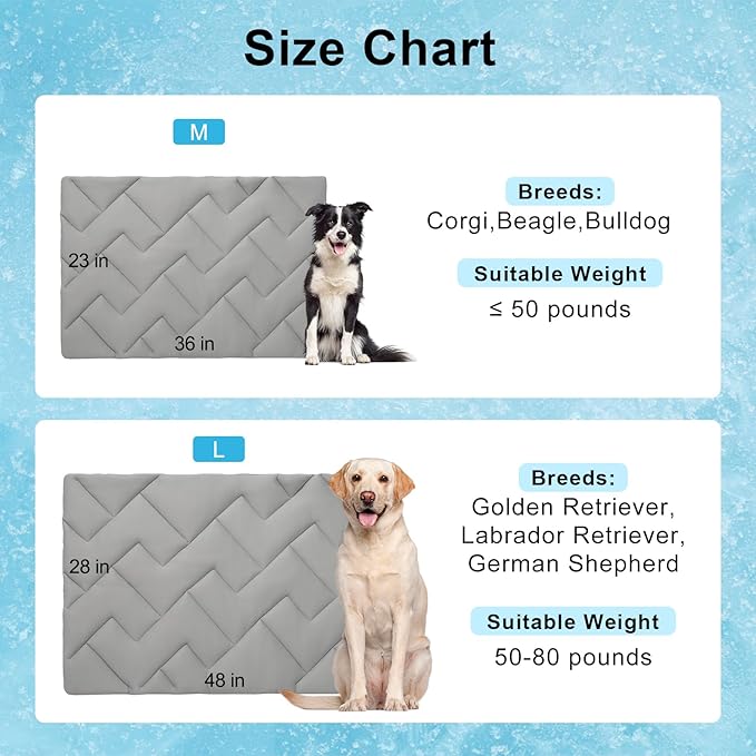 BEAUTYZOO Dog Cooling Mat for Medium Dogs, 36"x23" Cooling Dog Bed Washable, Foldable Cat Ice Cool Pad for Summer, Reversible Pet Freeze Cushion Blanket for Kennel Cage Sofa Bed Floor Car Seat, Grey M