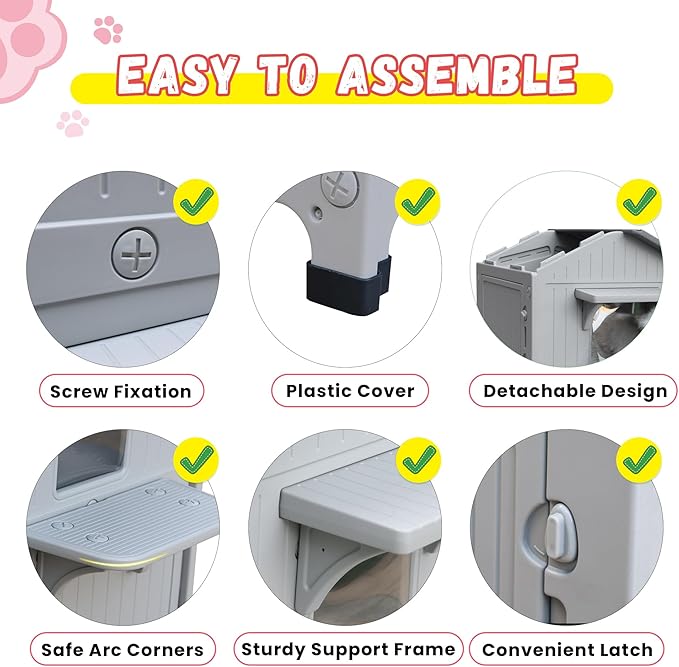 Plastic Outdoor Cat House - Cat House for Outside with Insulated Liner for Winter，100% Weatherproof Cat Houses for with Escape Door, Feral Cat Shelter for Porch Barns Strays