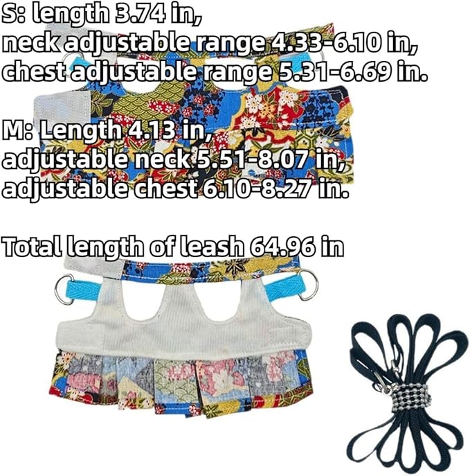 3 Sets Squirrel Leash and Harness Set,Traction Rope Strap, Ferret Harness Vest, Adjustable Flora Small Animal Harness Vest for Ferret, Dwarf Chinchilla, Guinea Pig, Fancy Rat (Small)