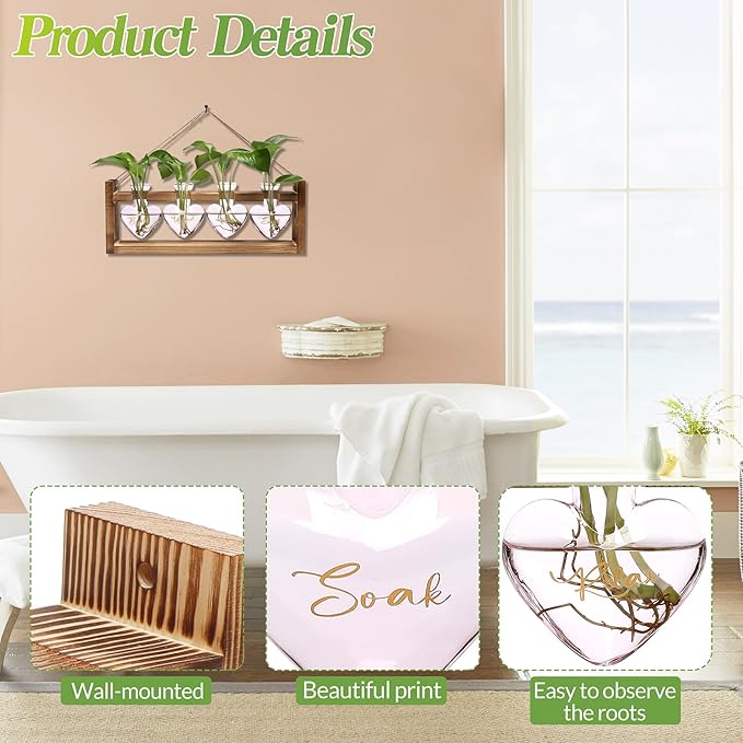 Plants Propagation Stations Plant Terrarium Kit for Bathroom Glass Planters for Indoor Plants Bathroom Decor Accessories - Relax Soak Unwind Breathe