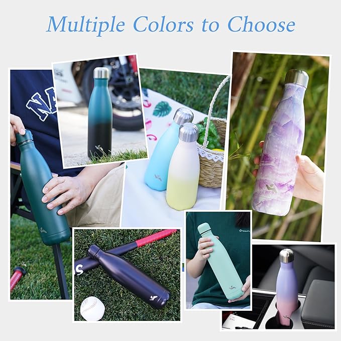 Insulated Water Bottles,17 oz Double Wall Stainless Steel Vacumm Metal Flask for Sports Travel,Marble Midnight