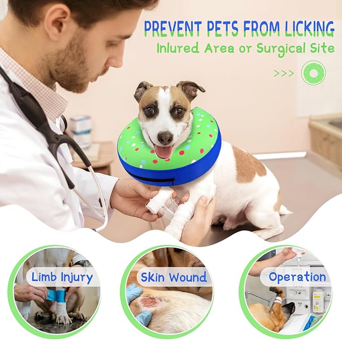 Supet Inflatable Dog Cone Collar for Large Medium Small Dogs, Soft Cone Collar for Dogs Cats, ECollar Doggie Neck Donut Dog Cone Alternative After Surgery
