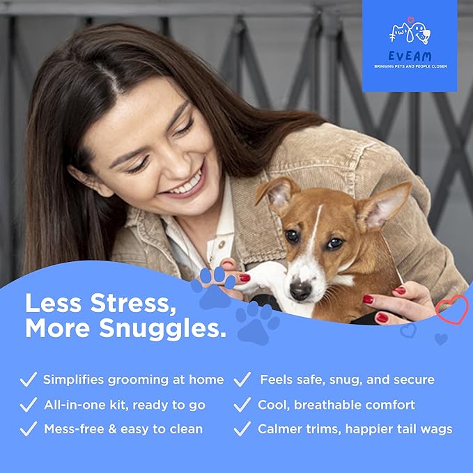 Pet Grooming Hammock for Cats & Small Dogs – Nail Clipping Kit with Sling, Clippers, File, Glove, Straps & Carabiners – Ideal for Trimming & Ear Cleaning – [S/XS] (Black, Small)