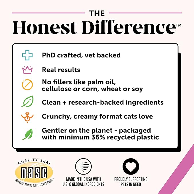 Cat Multivitamin Crunchy & Creamy Chews - Cat Treats for Health + Immune, Joint Support, Skin & Coat, & Digestion - Vitamins with Omega 3s, Lysine & Probiotics (30 Day Supply)