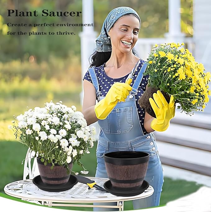 6 Pack Plant Saucer Plant Tray, 4 6 8 10 12 13 15 17 19 inch Plant Trays for Pots, Heavy Duty Plant Trays for Indoors no Holes, Plastic Plant Saucer for Planter, Bird Bath Bowls (6", Black)