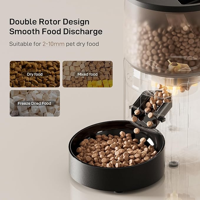 Automatic Cat Feeder: 3L Auto Food Dispenser with Timed Feeding| 6 Meal Programmable& 1-20 Portion Precise Control- Easy to Clean & Setup for Cat Indoor| Desiccant Bag Keep Food Fresh