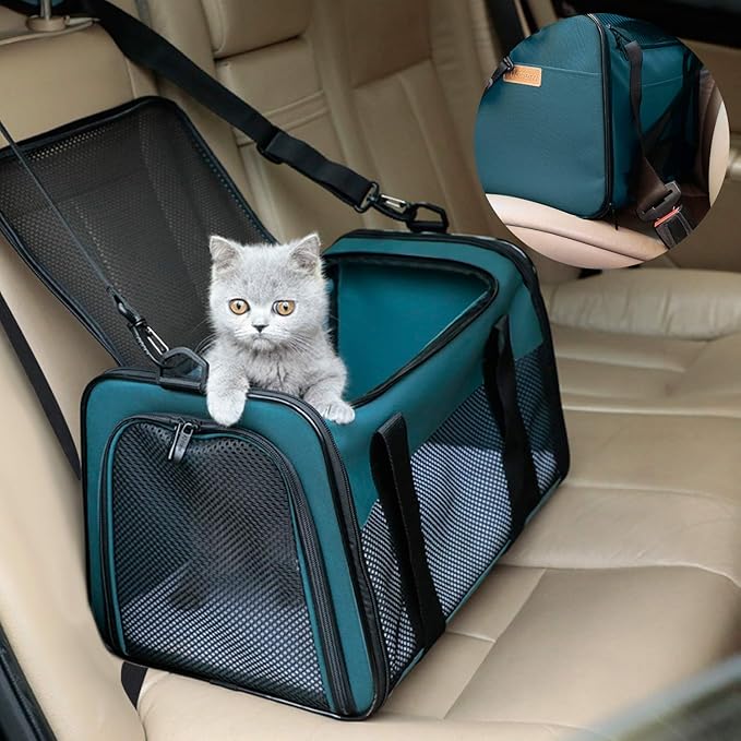 Cat Carrier - Portable Foldable Dog Pet Carrier, Soft-Sided Pet Bag up to 28 Lbs, Airline Approved Travel Puppy Carrier