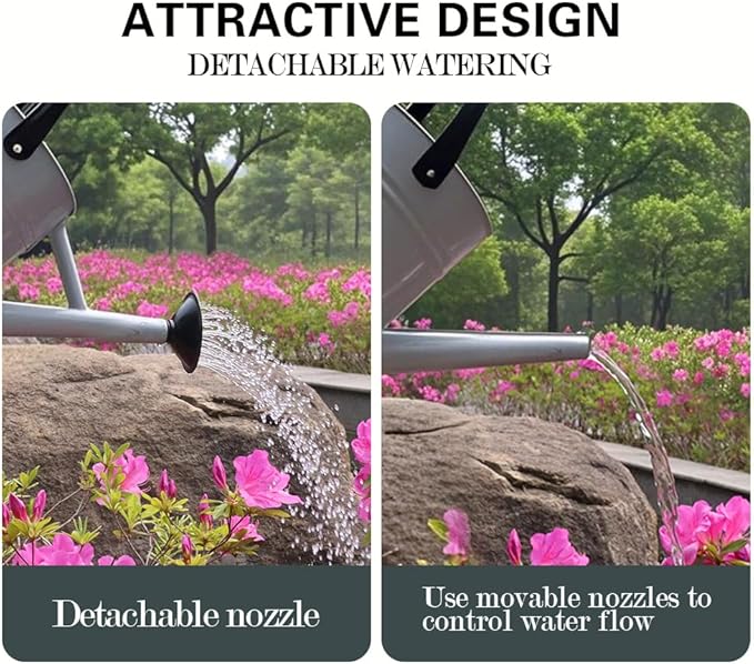 Metal Watering Can, One Gallon Watering Cans Stainless Steel for Outdoor Indoor Garden Plants Watering (Silver 1 Gallon)