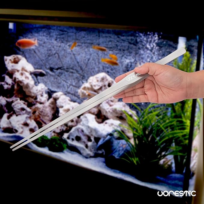 2 Pcs 15 Inch Tweezers, Heavy Duty Reptile Feeding Tongs, Aquarium Tongs, Reptile Tweezers Feeding, Reptile Tongs, Straight and Curved Long Tweezers for Aquarium and Terrarium