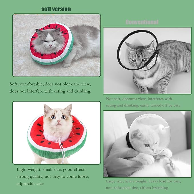 Cat Recovery Soft Collar, Waterproof Soft Recovery Collar. Anti-bite and Anti-Lick Wound Healing Safe Adjustable Elizabethan Collar.(S) Only for Cats up to 6 Months in Size