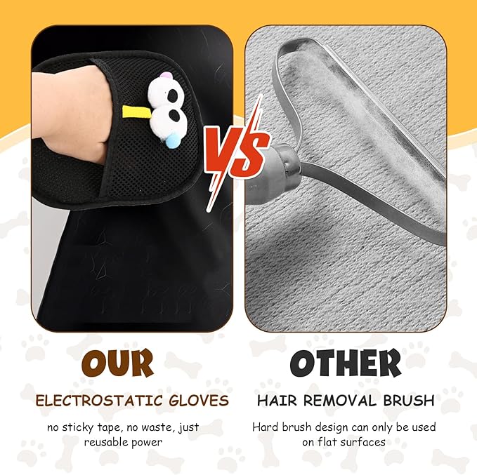 Electrostatic Pet Hair Remover, Pet Hair Remover Tool for Cats & Dogs, Cleaning Gloves for Carpet, Couch, Furniture, Car Seat, Double-Sided, Reusable, Washable (1 PCS)