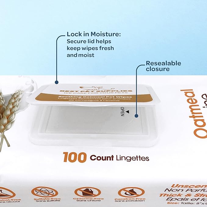 Best Pet Supplies Pet Wipes for Dogs - Dog Wipes Cleaning Deodorizing, for Coats, Ears, Paws - Soothing Oatmeal, 400 Count