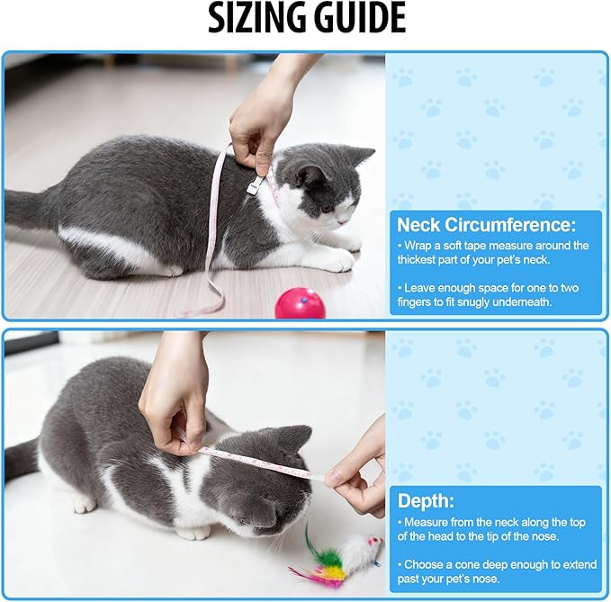 Depets Adjustable Recovery Pet Cone E-Collar for Cats Puppy Rabbit, Plastic Elizabeth Protective Collar Wound Healing Practical Neck Cover, Neck Girth 8.1 in