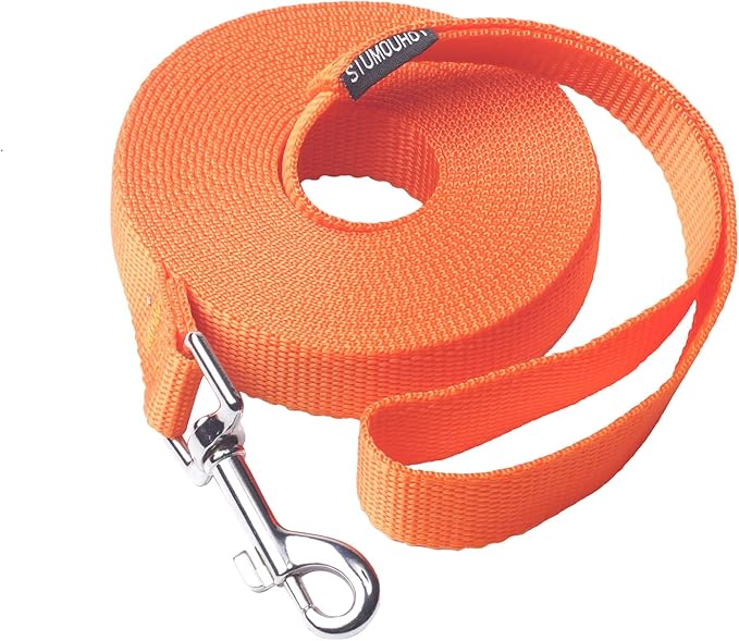 Dog/Puppy Obedience Recall Training Agility Lead - 15ft 20ft 30ft 40ft 50ft Training Leash - Great for Play, Camping, or Backyard - Orange 15ft (15Feet, Orange)