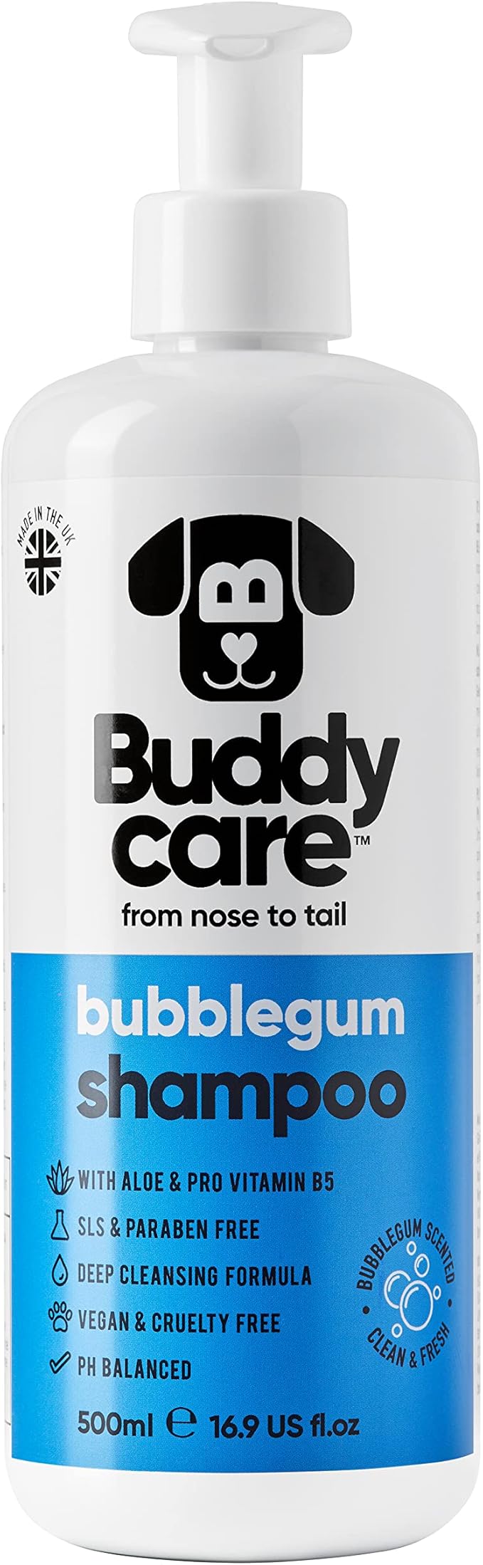 Bubblegum Dog Shampoo by Buddycare | Dry Skin & Itchy Skin Relief for Smelly Dogs | Deep Cleansing Shampoo for Dogs Puppy Sensitive Skin | Dog Shampoo & Conditioner | with Aloe & Vitamin B5 (16.90oz)