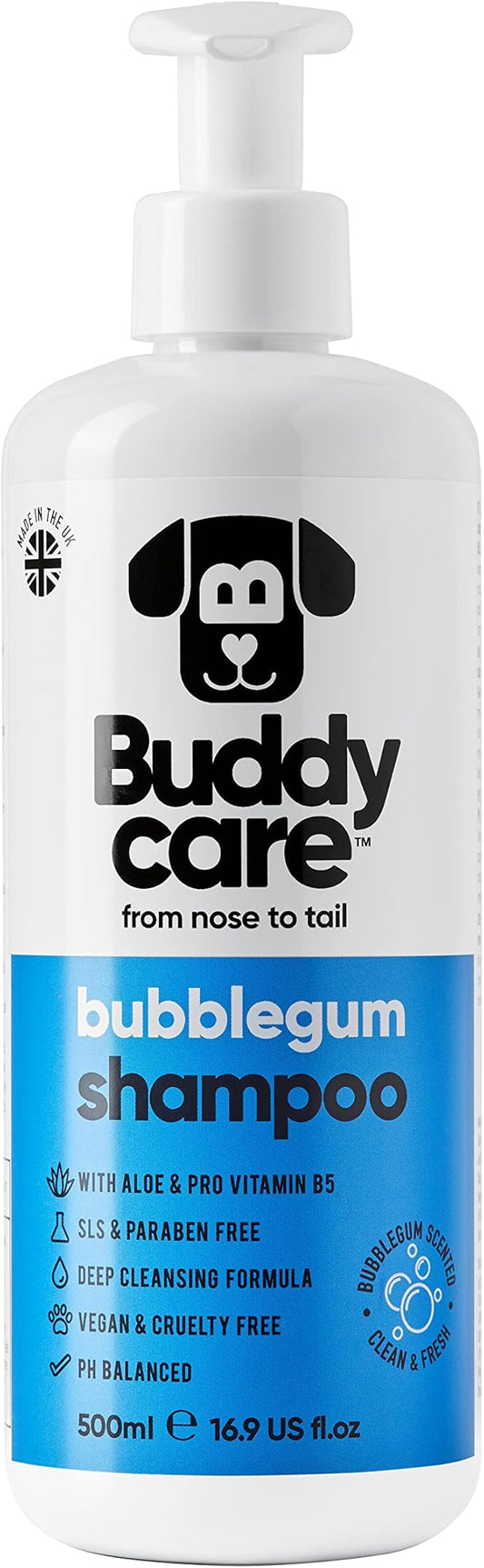 Bubblegum Dog Shampoo by Buddycare | Dry Skin & Itchy Skin Relief for Smelly Dogs | Deep Cleansing Shampoo for Dogs Puppy Sensitive Skin | Dog Shampoo & Conditioner | with Aloe & Vitamin B5 (16.90oz)