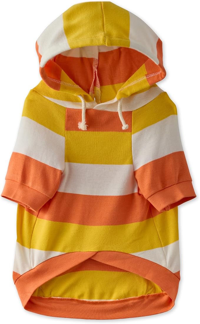 Rocky – The Orginal Lightweight Hooded TEE 100% Organic Cotton Dog Hoodie Pet Coat Sweater for Small, Medium, Large Dogs, Candy Corn, Medium