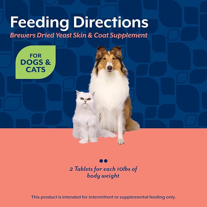 NaturVet Brewers Dried Yeast Formula with Garlic Flavoring Plus Vitamins for Dogs and Cats, Chewable Tablets, Made in The USA with Globally Source Ingredients 1000 Count