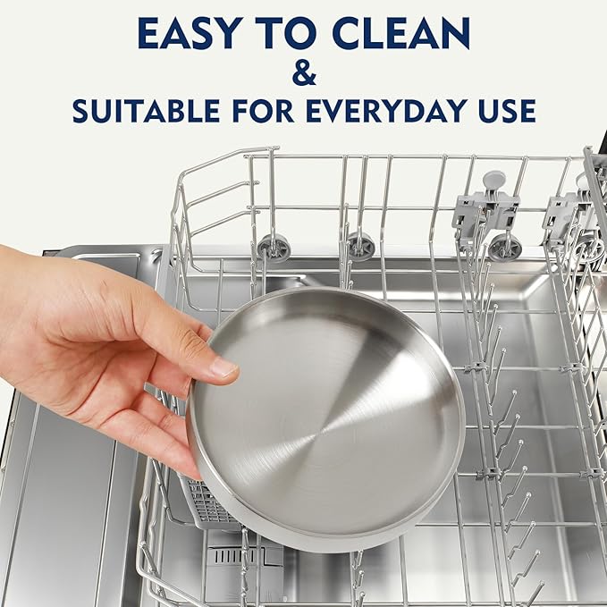 Elevated Cat Bowls for Indoor Cats – Raised Bamboo Cat Bowl Stand with 5.5" Wide Stainless Steel Dishes, Pet Food Table Plate for Easy Feeding, Whisker Friendly (Silver,Set of 2)