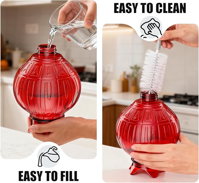 Hummingbird Feeders for Outdoors, 26Oz Hanging Hummingbird Feeder with 6 Feeding Ports and Perches, with Ant Moat, Bird Feeder for Outside Garden Decor Backyard, Gifts for Women Mom, Red