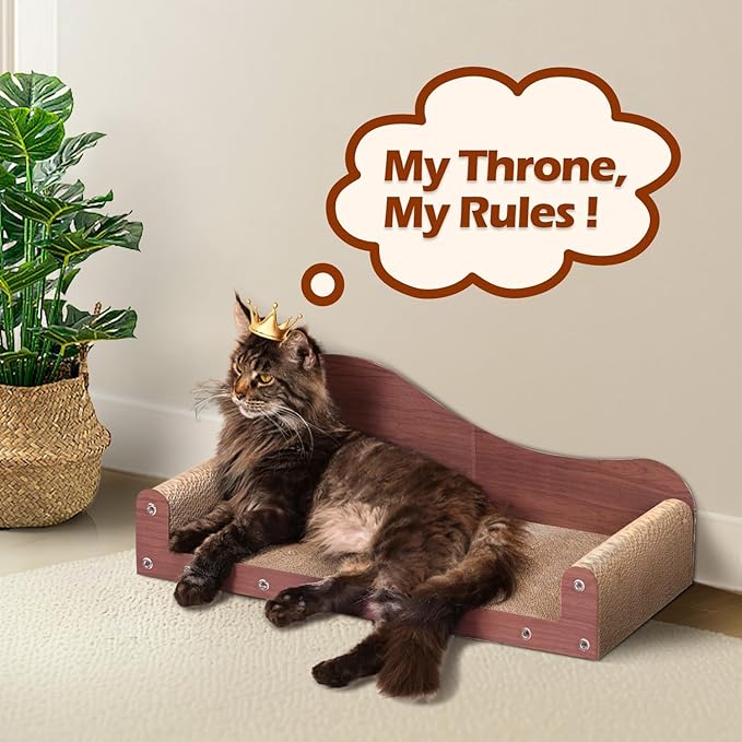 ComSaf 26.4" Large Cat Scratcher Bed, Cat Scratching Board, Durable Cardboard for Indoor Use, Extra Large Couch with Scratch Pad - Sofa Lounge