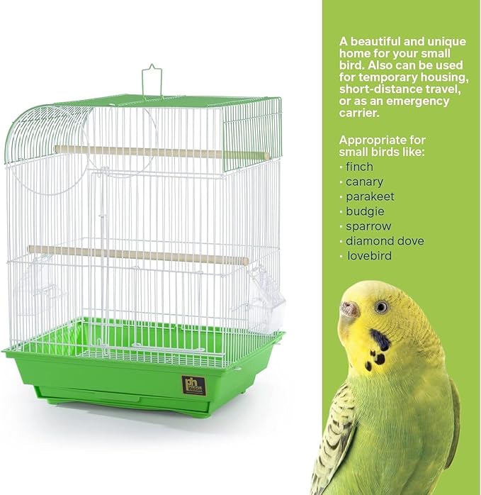 Rustic Retreat Top Bird Cage with Durable Metal Construction, Spacious Interior, and Convenient Top Access Lime Green/Flat Top
