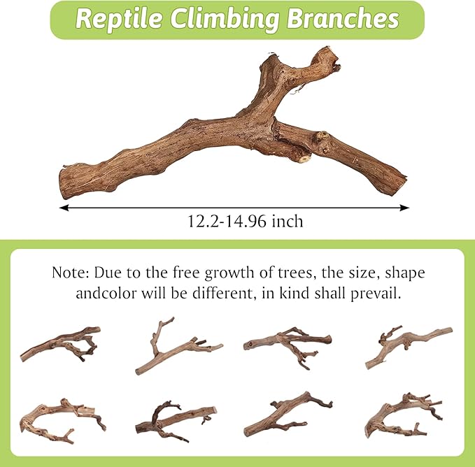 VCEPJH 4 Pcs Reptile Plants, Climbing Wood Branch Terrarium Hanging Fake Plant Leaves Bearded Dragon Tank Accessories, Habitat Decor for Snake Leopard Gecko Lizard Chameleon (Style 1)