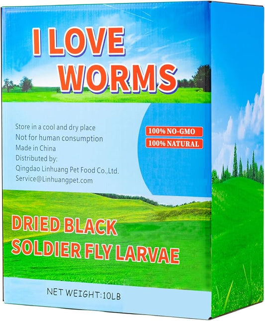 I LOVE WORMS Dried Black Soldier Fly Larvae (10lb), 100% Natural Non-GMO, Treat for Chickens, More Calcium Chicken Feed Than Mealworms
