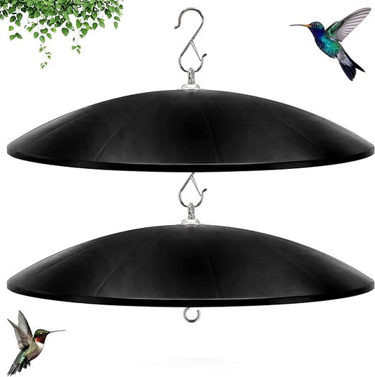 19" Extra Large Squirrel Baffle,Hummingbird Feeder Shade Dome Cover, Bird Feeder Rain Guard, Hanging Squirrel Proof for Shepherd's Hook Outdoors (Black) 2 Pack